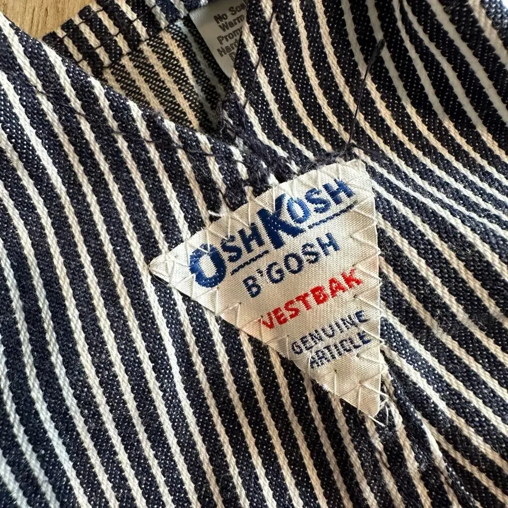 Vintage OshKosh B'Gosh Railroad Stripe Bib Overalls 12 Month USA Made